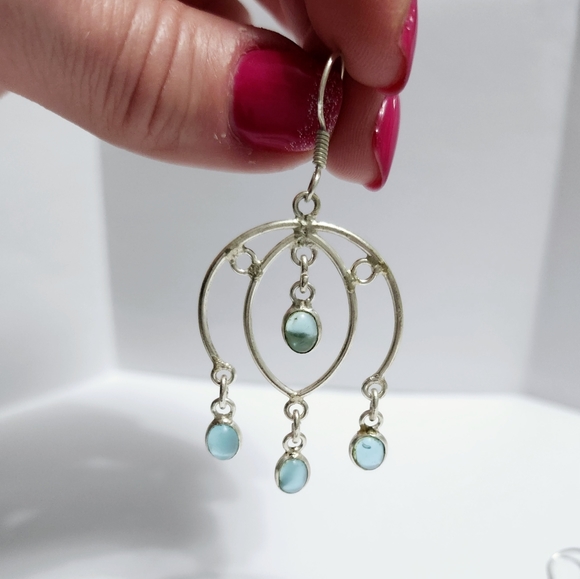 Quartz silver earrings 2.5" - Picture 6 of 6